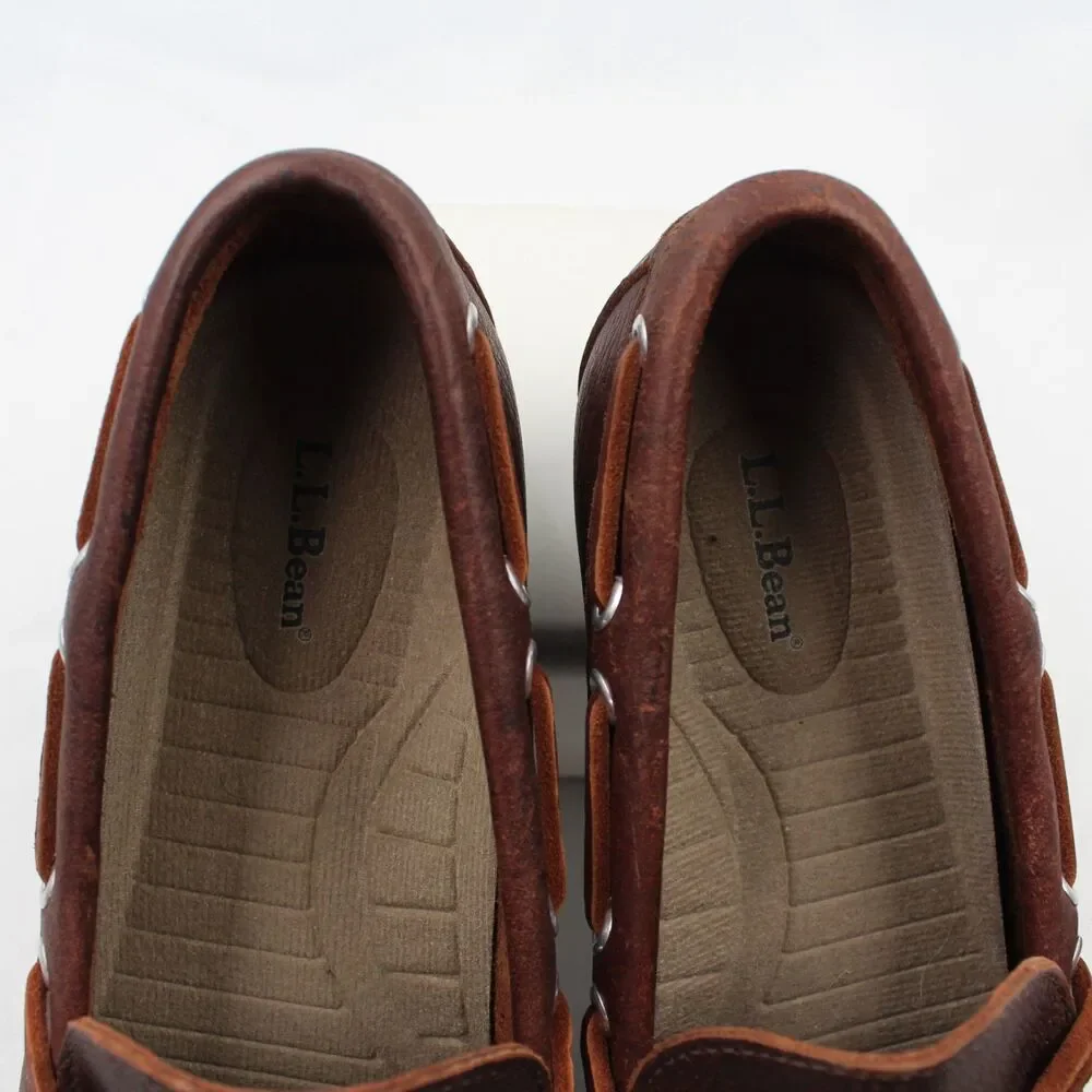 NEW L.L. Bean Camp Mocs Men’s Size 7.5 Dark Brown Leather Loafers Moccasin